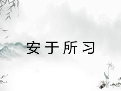 安于所习 安于所习