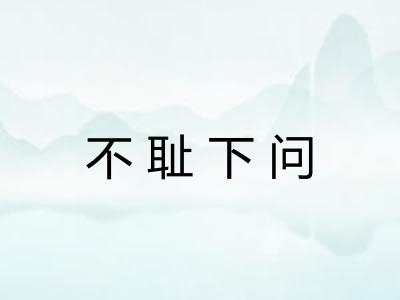 不耻下问