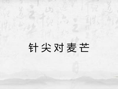 针尖对麦芒