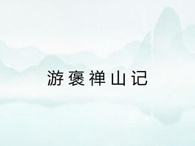 游褒禅山记