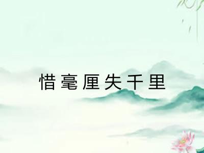 惜毫厘失千里