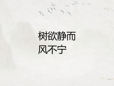 树欲静而风不宁