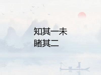 知其一未睹其二